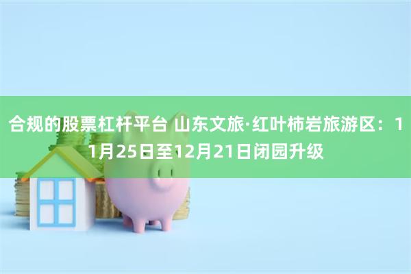合规的股票杠杆平台 山东文旅·红叶柿岩旅游区：11月25日至12月21日闭园升级