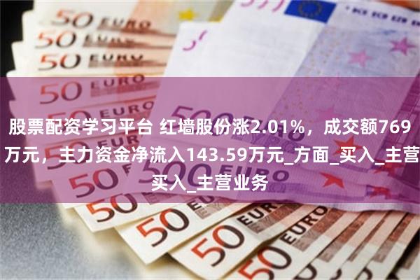 股票配资学习平台 红墙股份涨2.01%，成交额7699.11万元，主力资金净流入143.59万元_方面_买入_主营业务