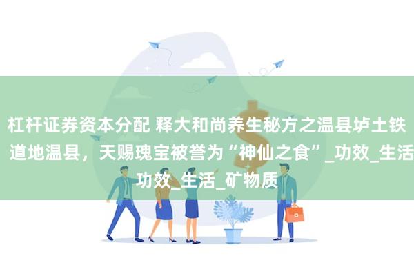 杠杆证券资本分配 释大和尚养生秘方之温县垆土铁棍山药，道地温县，天赐瑰宝被誉为“神仙之食”_功效_生活_矿物质
